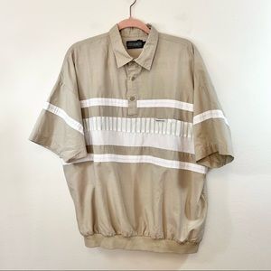 Vintage MEMBERS ONLY Beige Short Sleeve Colorblock Polo Size XL